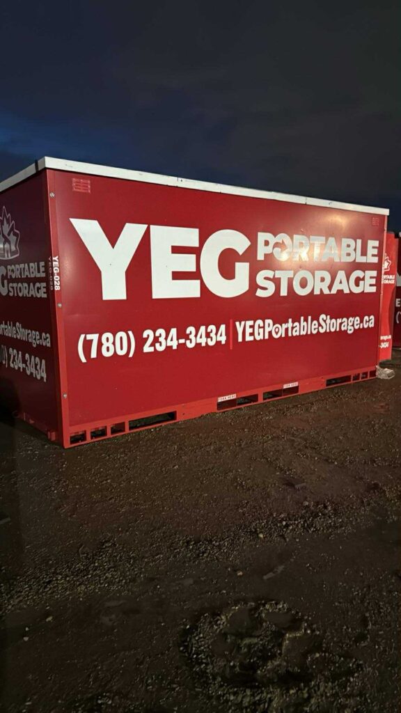 YEG Portable Storage container with contact information.