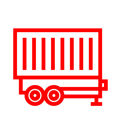 Red line art of a trailer.