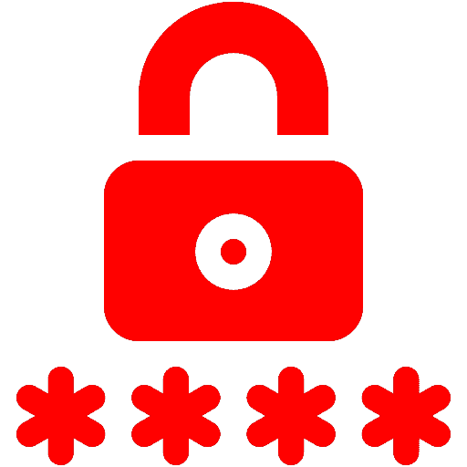 Red padlock icon with password asterisks