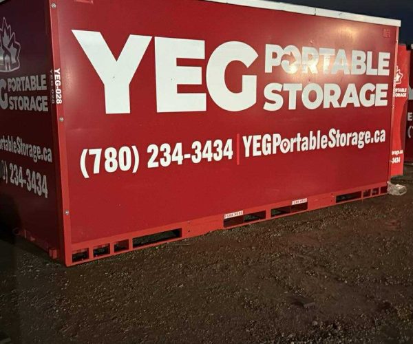 YEG Portable Storage container with contact information.